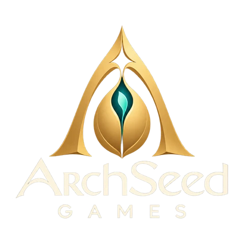 ArchSeed Games golden seed and arch logo